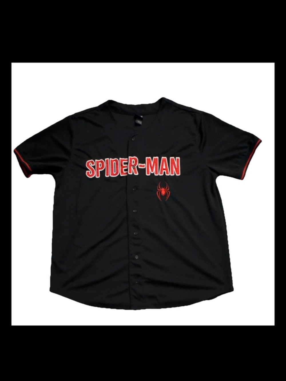 Spider-Man Marvel BoxLunch Black Short Sleeve Button Baseball Shirt
